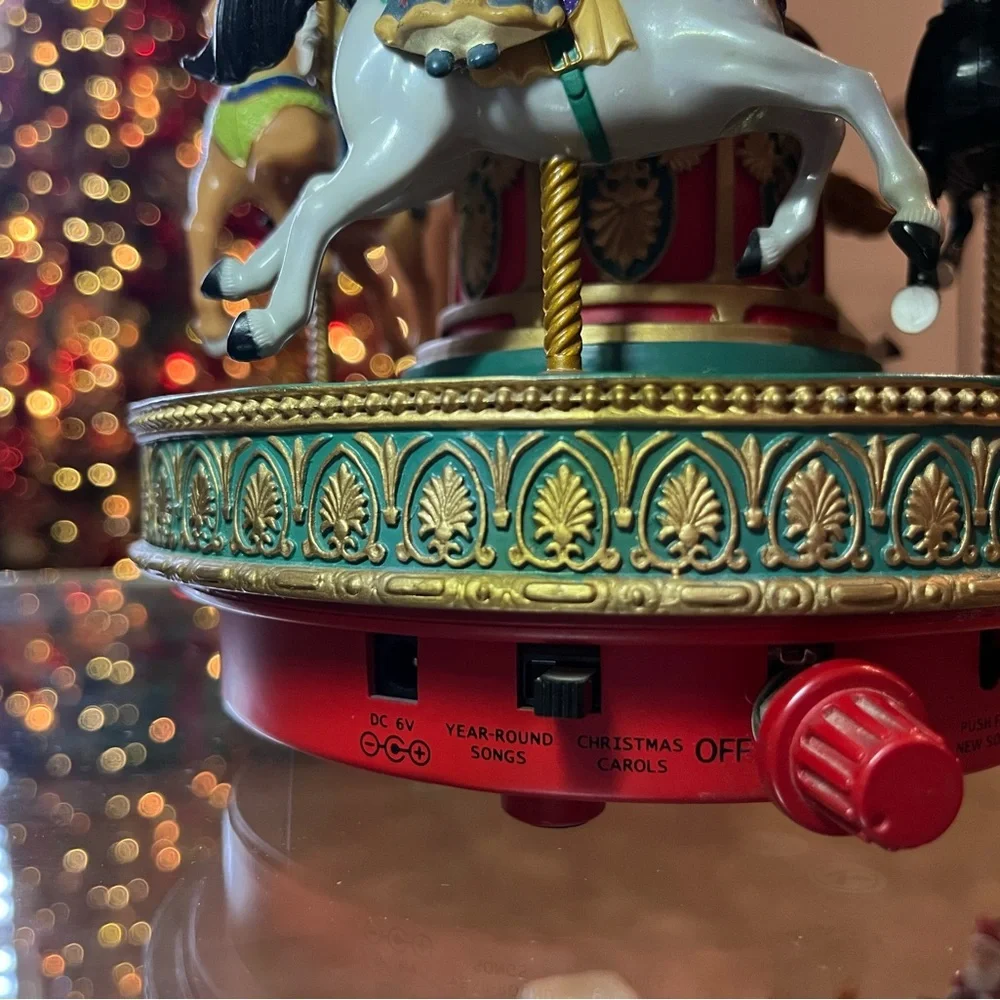 Vintage Mr Christmas Animated Holiday Carousel Merry Go Round Musical
